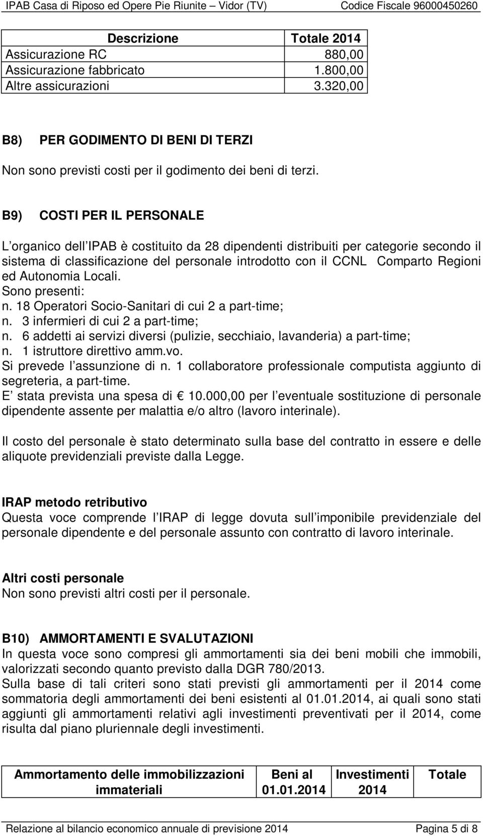 Autonomia Locali. Sono presenti: n. 18 Operatori Socio-Sanitari di cui 2 a part-time; n. 3 infermieri di cui 2 a part-time; n.