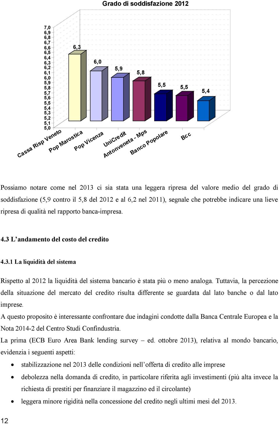 potrebbe indicare una lieve ripresa di qualità nel rapporto banca-impresa. 4.3 L andamento del costo del credito 4.3.1 La liquidità del sistema Rispetto al 2012 la liquidità del sistema bancario è stata più o meno analoga.