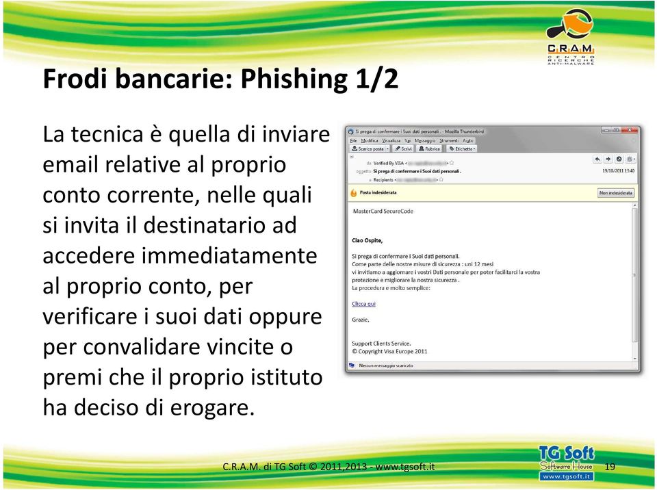 proprio conto, per verificare i suoi dati oppure per convalidare vincite o premi che