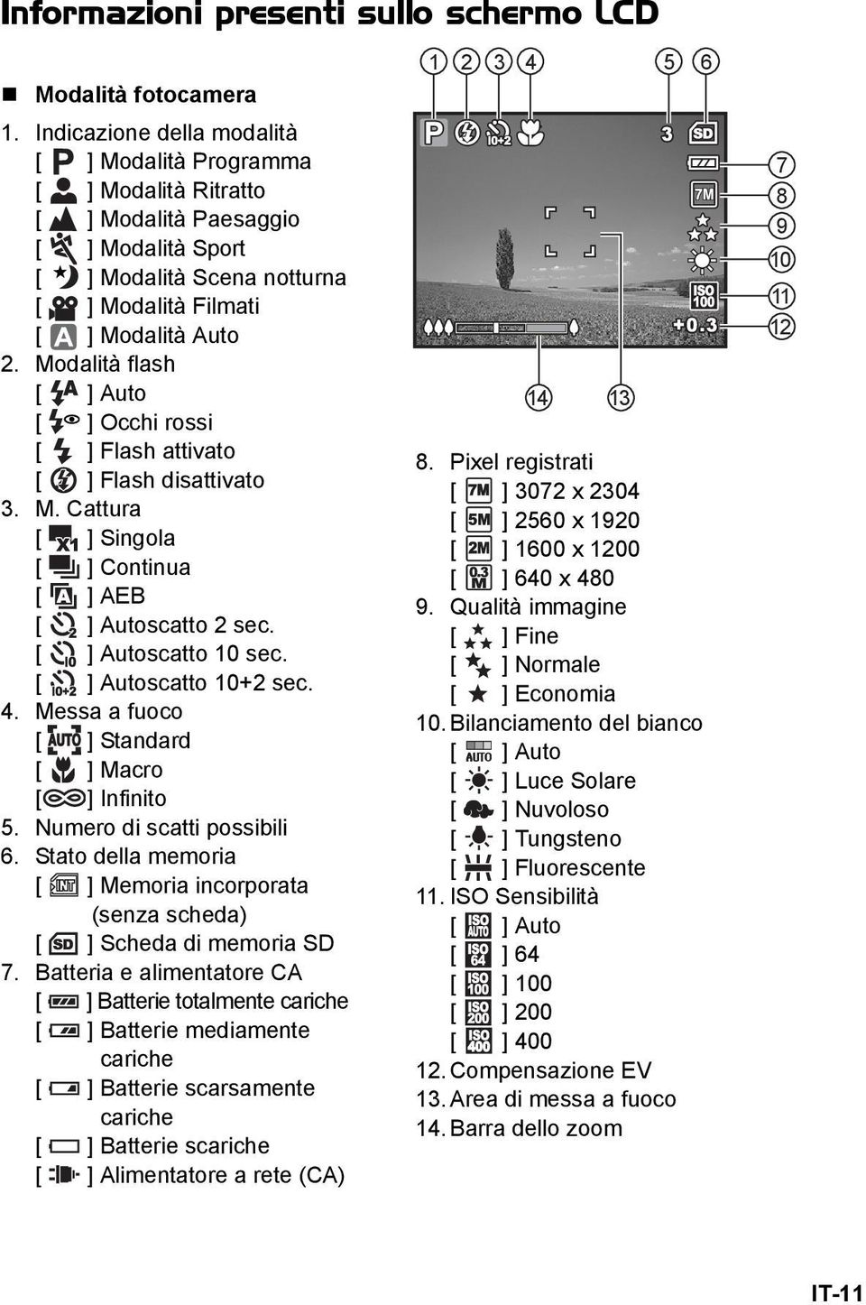 Modalità flash [ ] Auto [ ] Occhi rossi [ ] Flash attivato [ ] Flash disattivato 3. M. Cattura [ ] Singola [ ] Continua [ ] AEB [ ] Autoscatto 2 sec. [ ] Autoscatto 10 sec. [ ] Autoscatto 10+2 sec. 4.