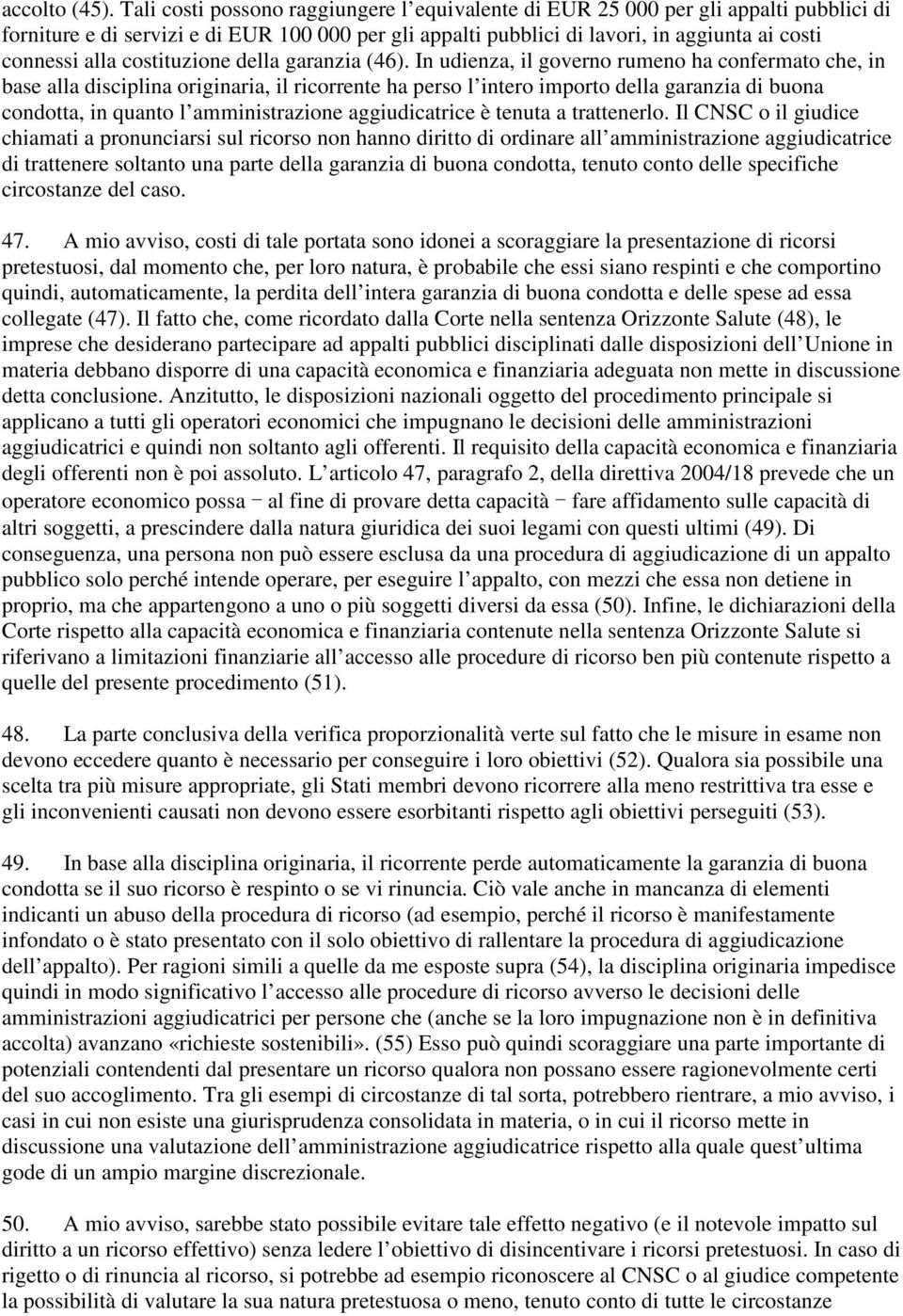 costituzione della garanzia (46).