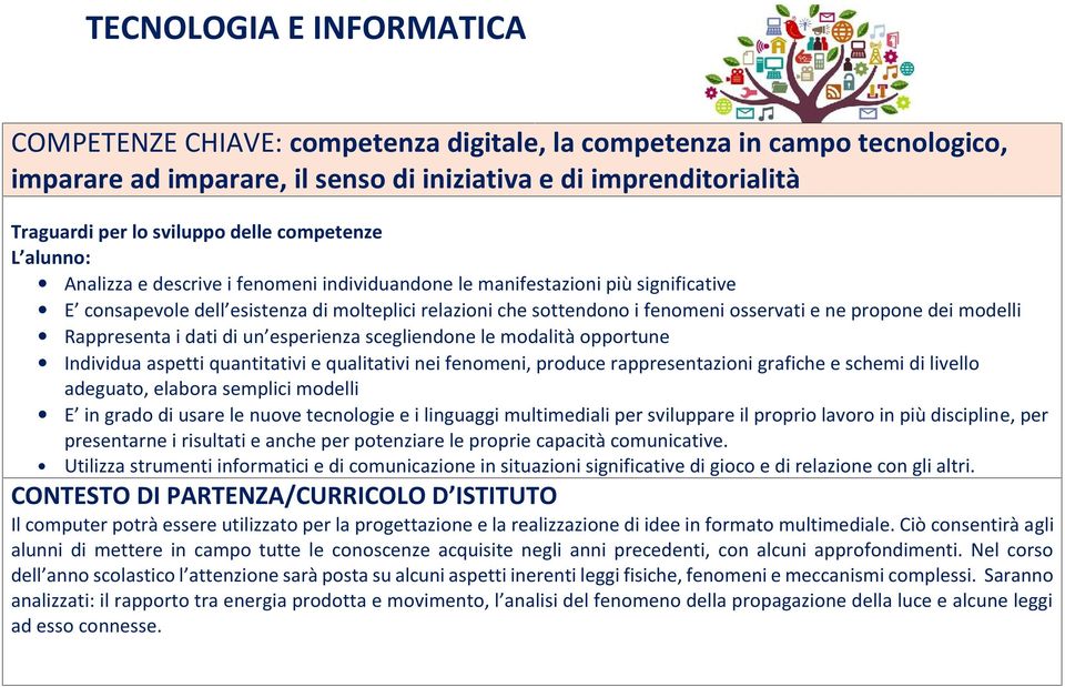 ne propone dei Rappresenta i dati di un esperienza scegliendone le modalità opportune Individua aspetti quantitativi e qualitativi nei fenomeni, produce rappresentazioni grafiche e schemi di livello