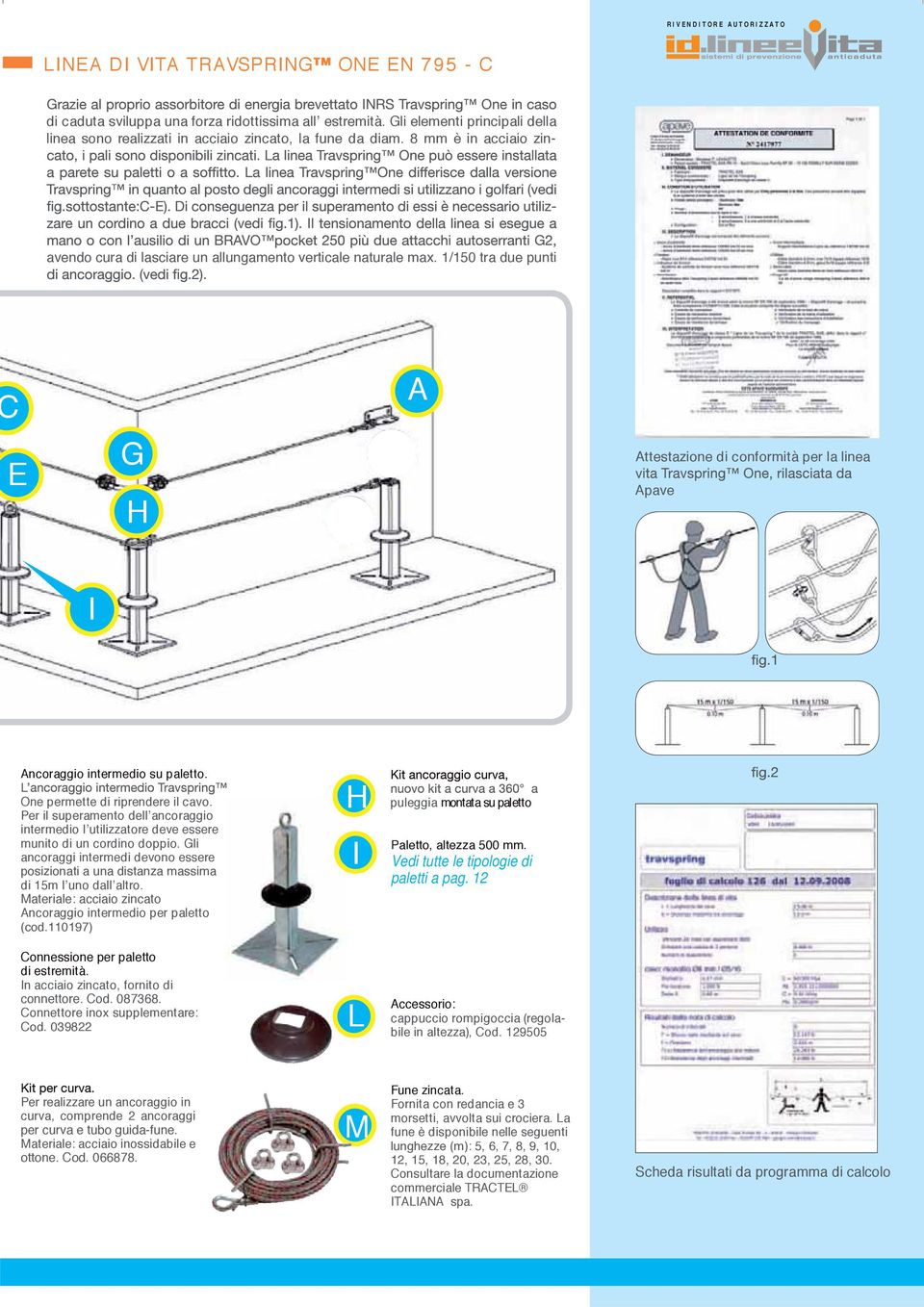 One permette di riprendere il cavo. Per il superamento dellʼancoraggio intermedio lʼutilizzatore deve essere munito di un cordino doppio.