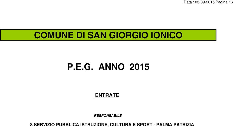 ORGIO IONICO P.E.G. ANNO 2015 ENTRATE