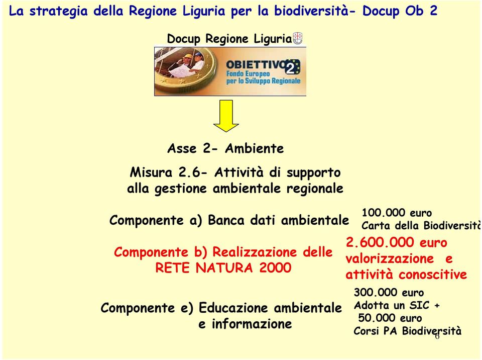 Realizzazione delle RETE NATURA 2000 Componente e) Educazione ambientale e informazione 100.