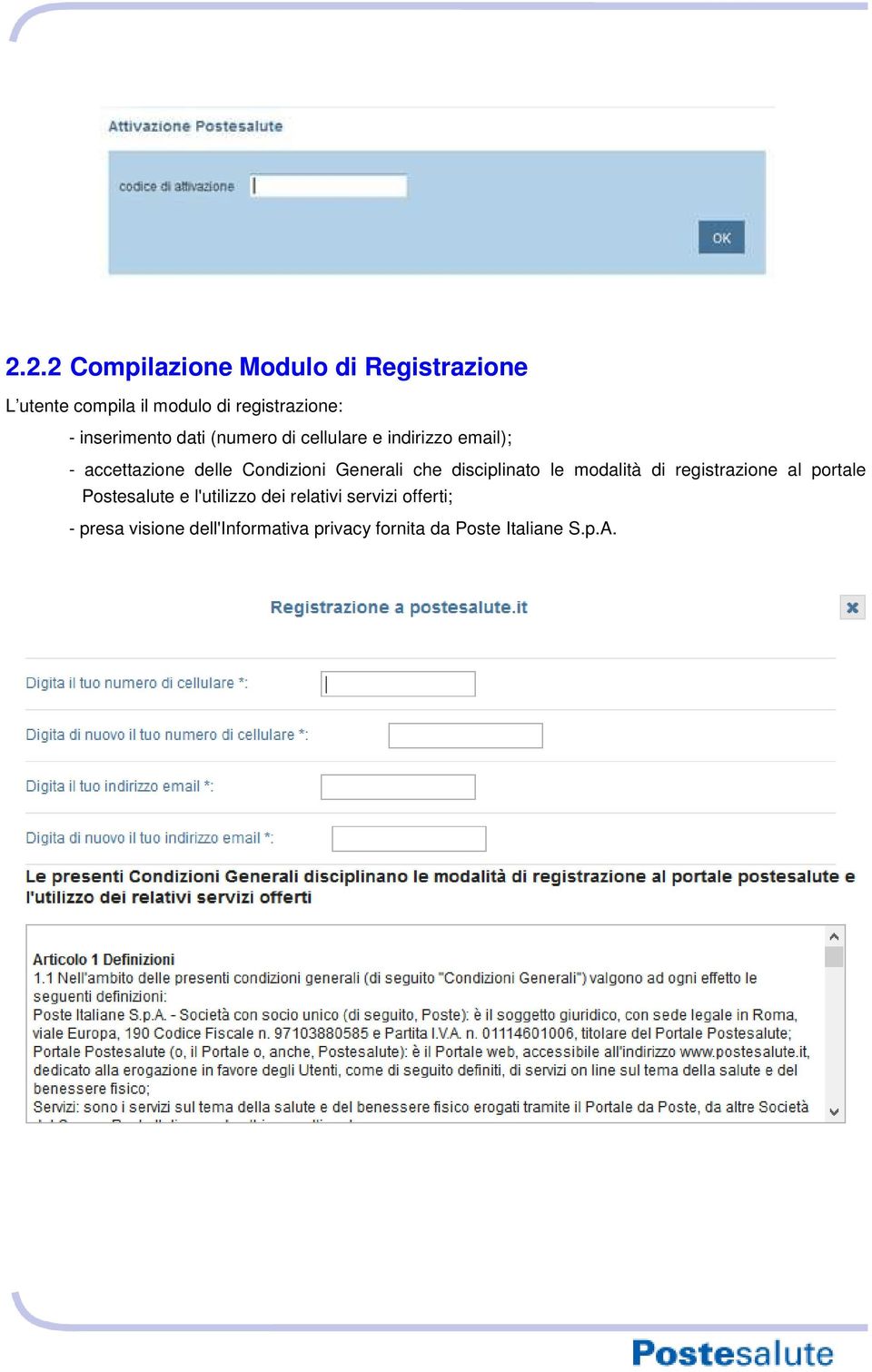 Generali che disciplinato le modalità di registrazione al portale Postesalute e l'utilizzo