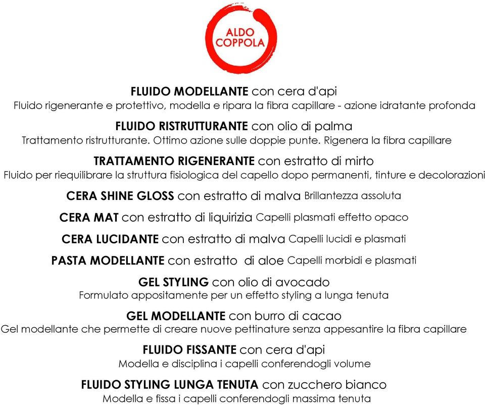 Rigenera la fibra capillare TRATTAMENTO RIGENERANTE con estratto di mirto Fluido per riequilibrare la struttura fisiologica del capello dopo permanenti, tinture e decolorazioni CERA SHINE GLOSS con