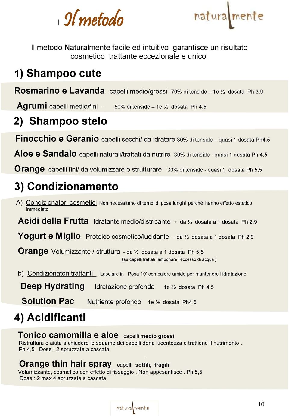 5 2) Shampoo stelo Finocchio e Geranio capelli secchi/ da idratare 30% di tenside quasi 1 dosata Ph4.5 Aloe e Sandalo capelli naturali/trattati da nutrire 30% di tenside - quasi 1 dosata Ph 4.