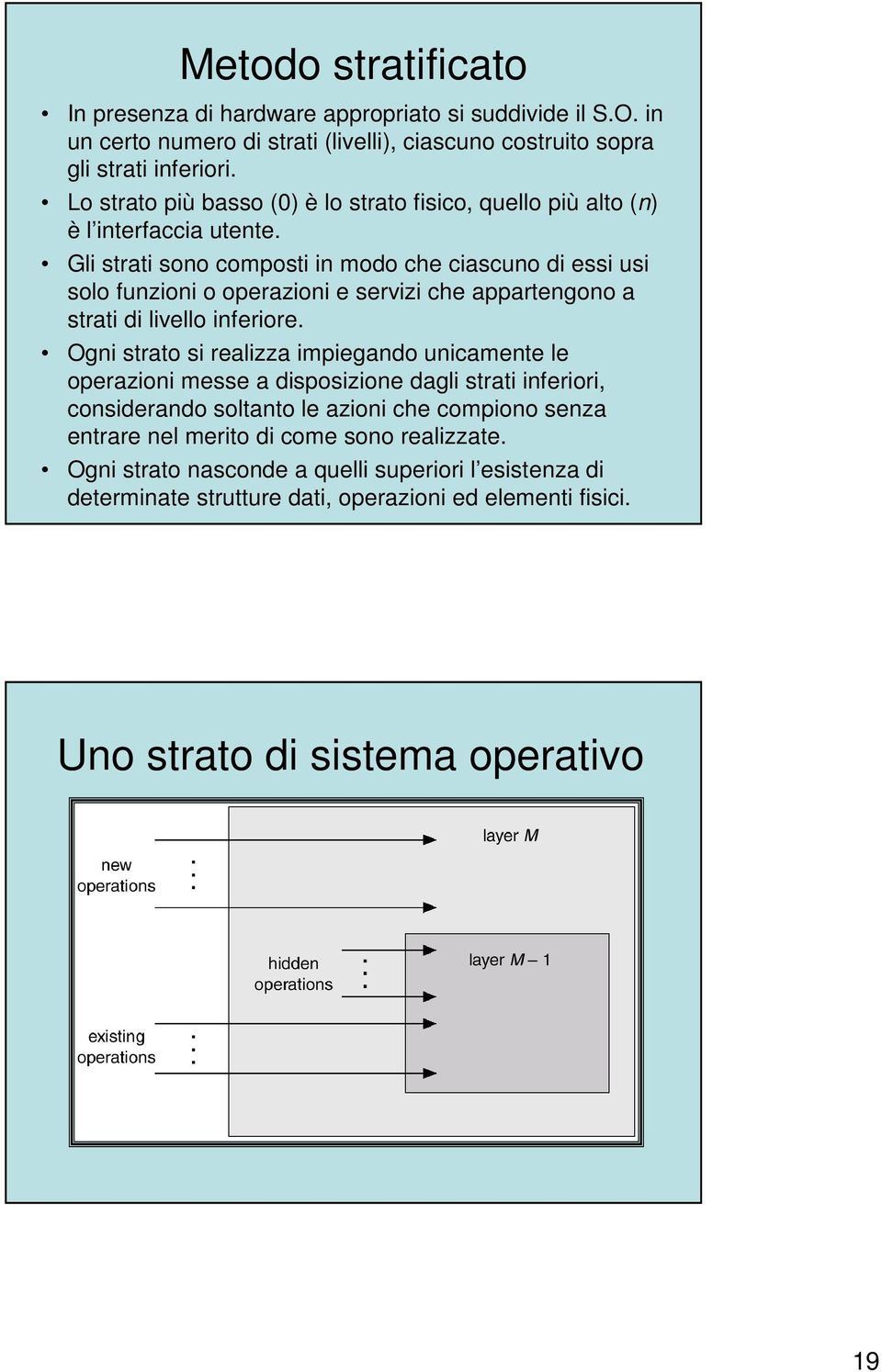 Gli strati sono composti in modo che ciascuno di essi usi solo funzioni o operazioni e servizi che appartengono a strati di livello inferiore.