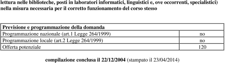 programmazione della domanda Programmazione nazionale (art.