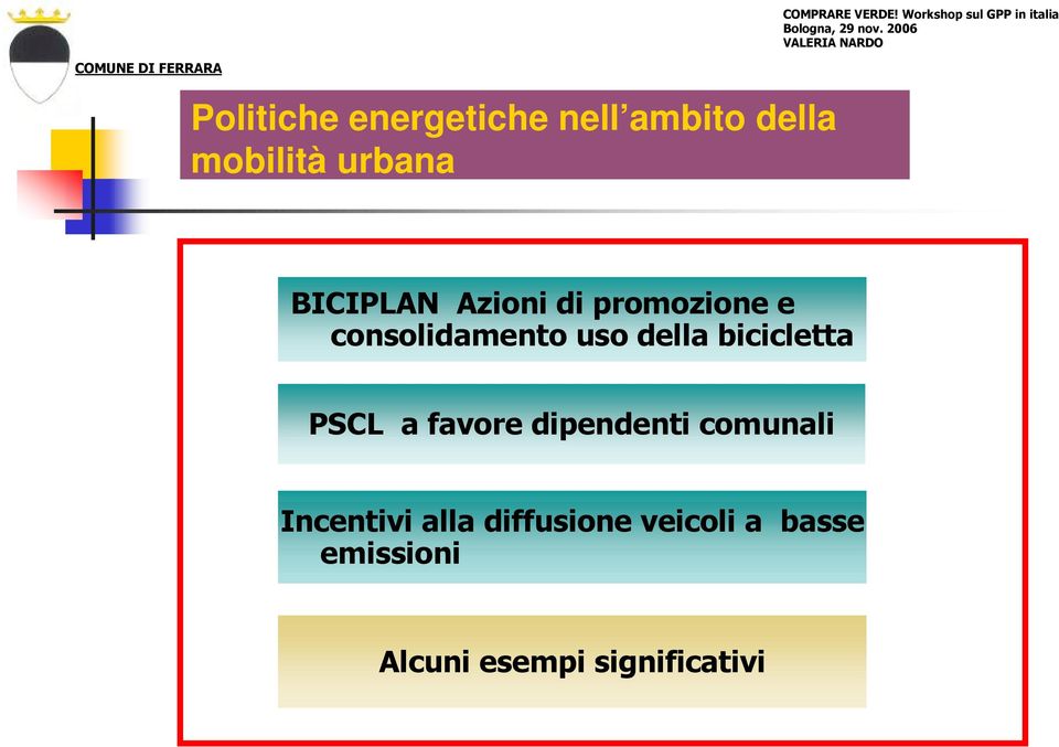 bicicletta PSCL a favore dipendenti comunali Incentivi alla