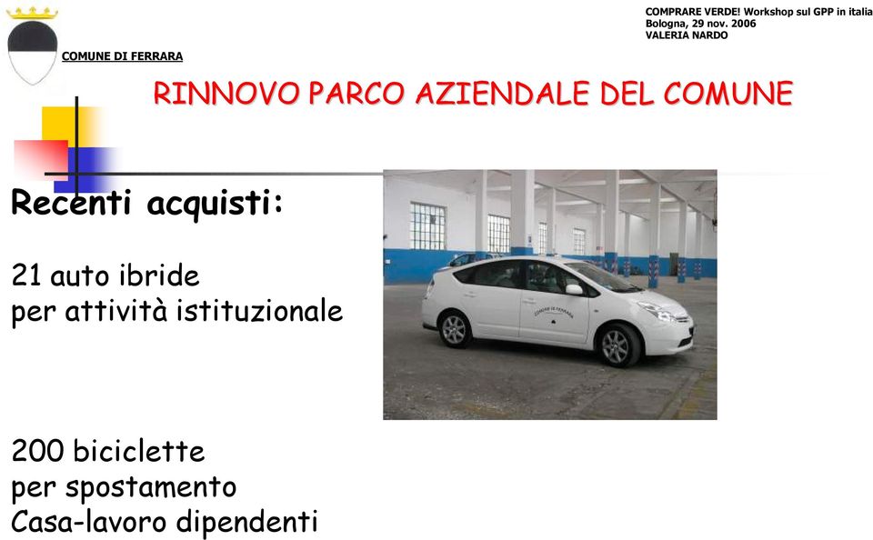 AZIENDALE DEL COMUNE Recenti acquisti: 21 auto