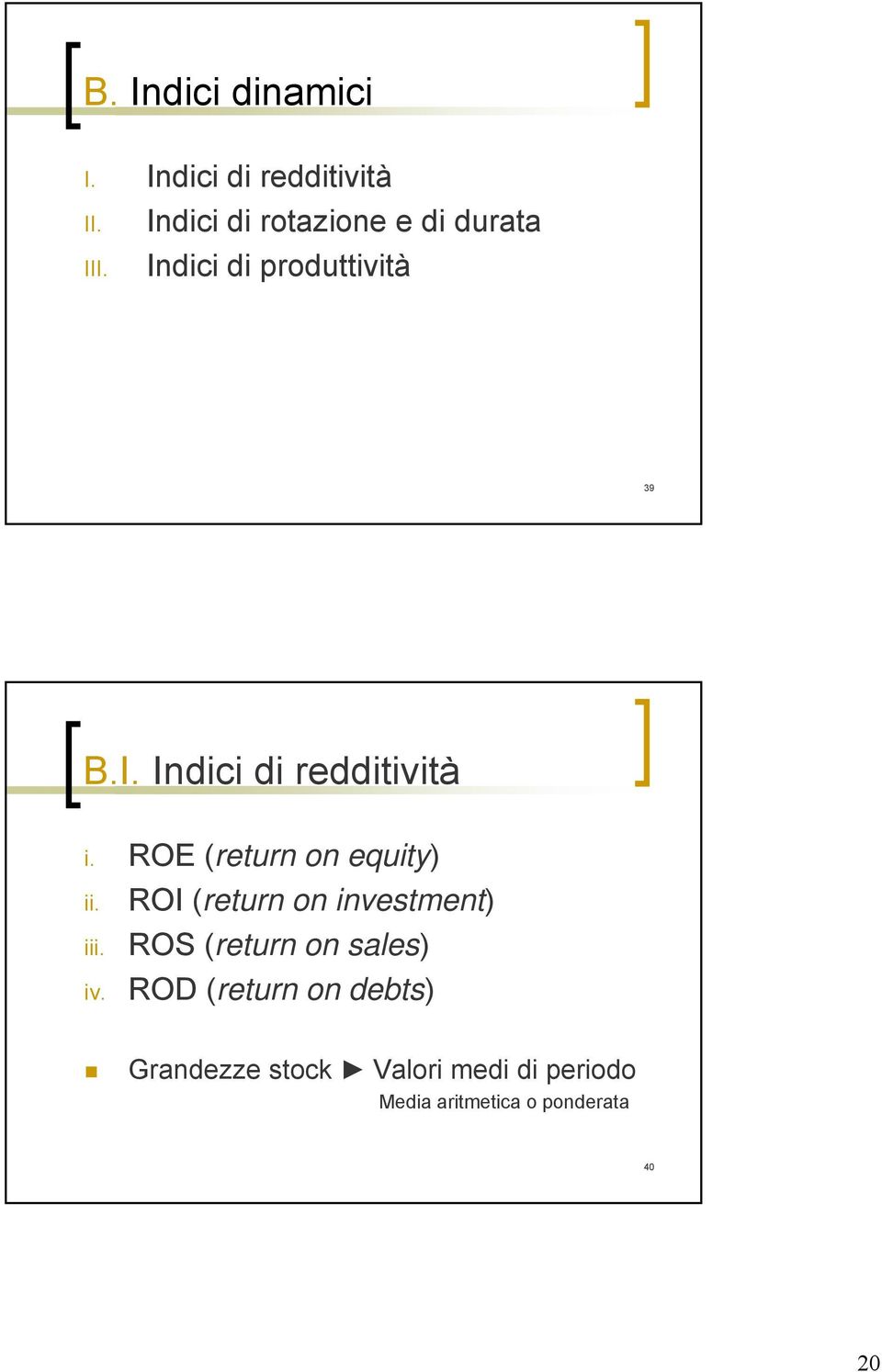 ROE (return on equity) ii. iii. iv.