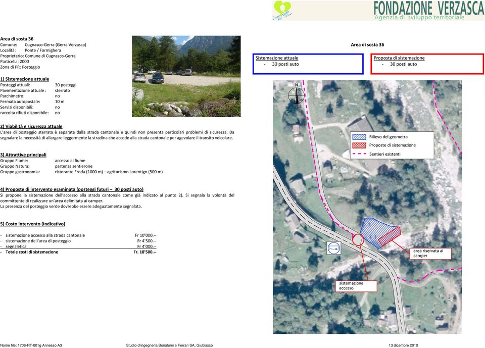 Da segnalare la necessità di allargare leggermente la stradina che accede alla strada cantonale per agevolare il transito veicolare.