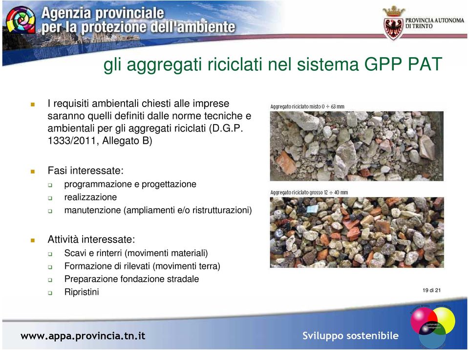 1333/2011, Allegato B) Fasi interessate: programmazione e progettazione realizzazione manutenzione (ampliamenti e/o