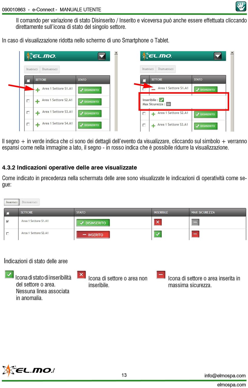 Il segno + in verde indica che ci sono dei dettagli dell evento da visualizzare, cliccando sul simbolo + verranno espansi come nella immagine a lato, il segno - in rosso indica che è possibile