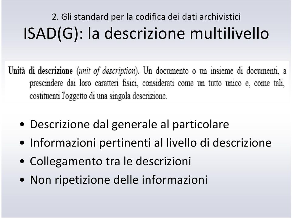 al particolare Informazioni pertinenti al livello di