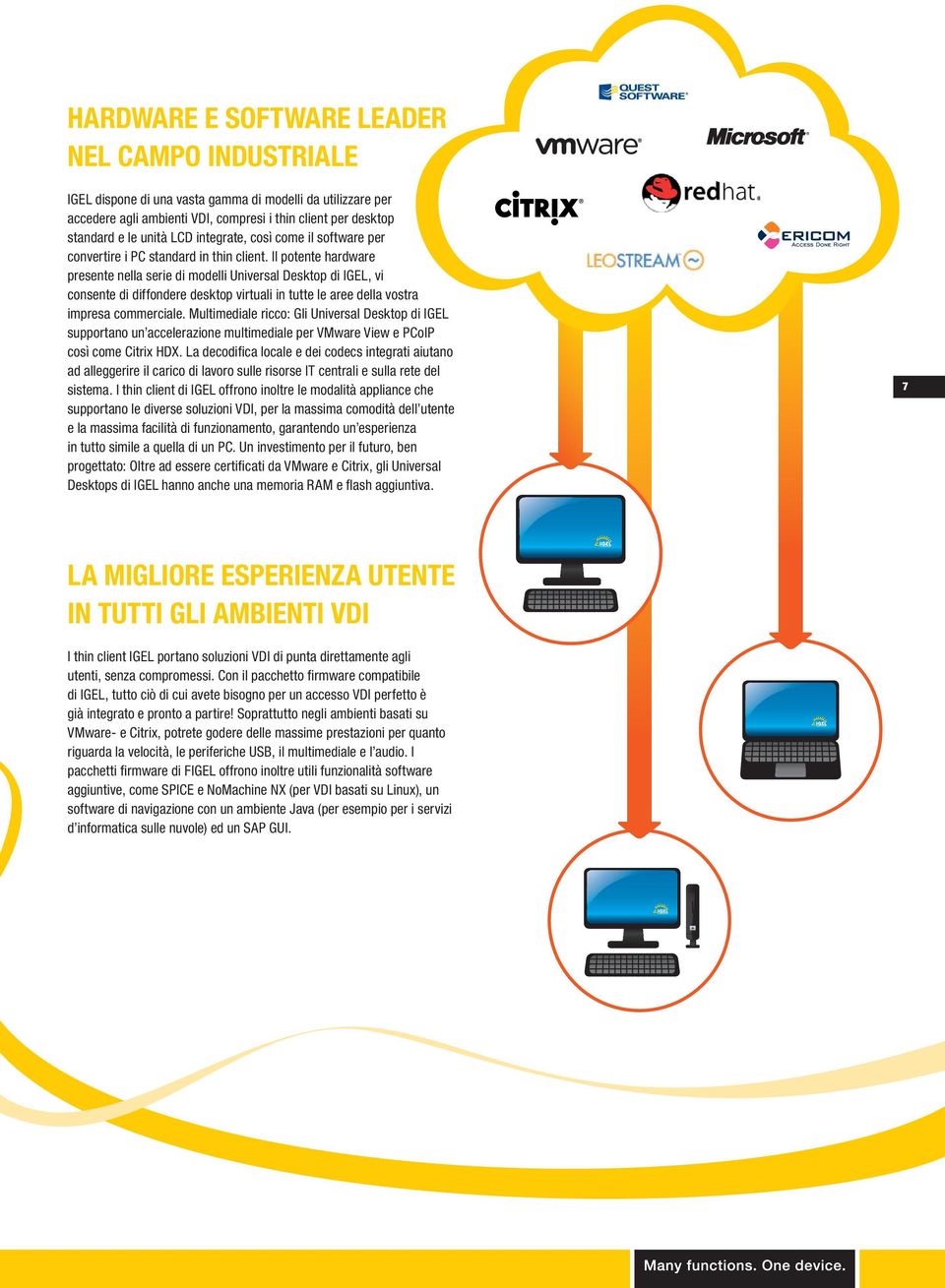 Il potente hardware presente nella serie di modelli Universal Desktop di IGEL, vi consente di diffondere desktop virtuali in tutte le aree della vostra impresa commerciale.