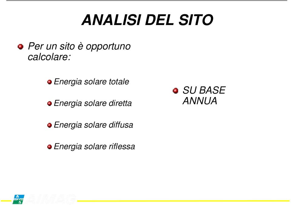 Energia solare diretta SU BASE ANNUA