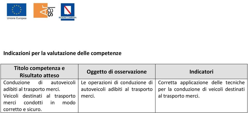 Veicoli destinati al trasporto merci condotti in modo corretto e sicuro.