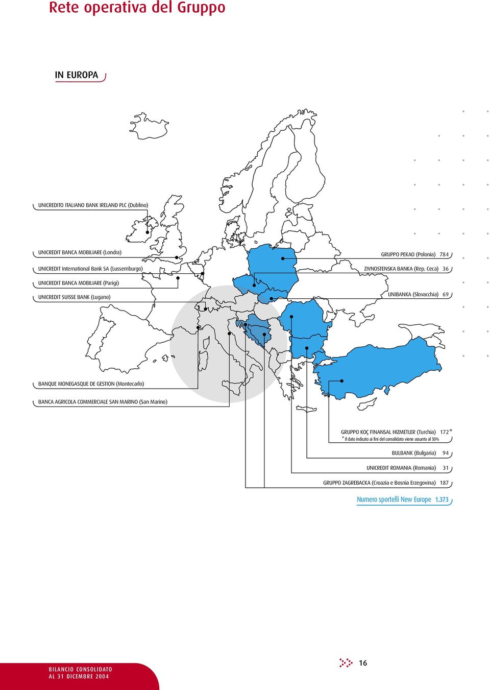 Ceca) 36 UNICREDIT BANCA MOBILIARE (Parigi) UNICREDIT SUISSE BANK (Lugano) UNIBANKA (Slovacchia) 69 BANQUE MONEGASQUE DE GESTION (Montecarlo) BANCA AGRICOLA COMMERCIALE SAN