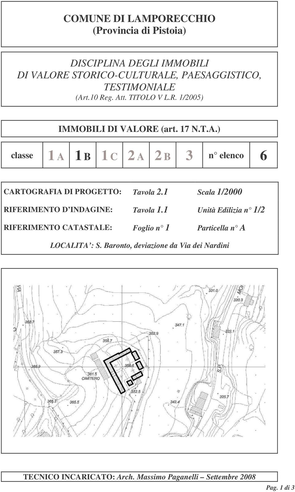 1 Scala 1/2000 RIFERIMENTO D INDAGINE: Tavola 1.