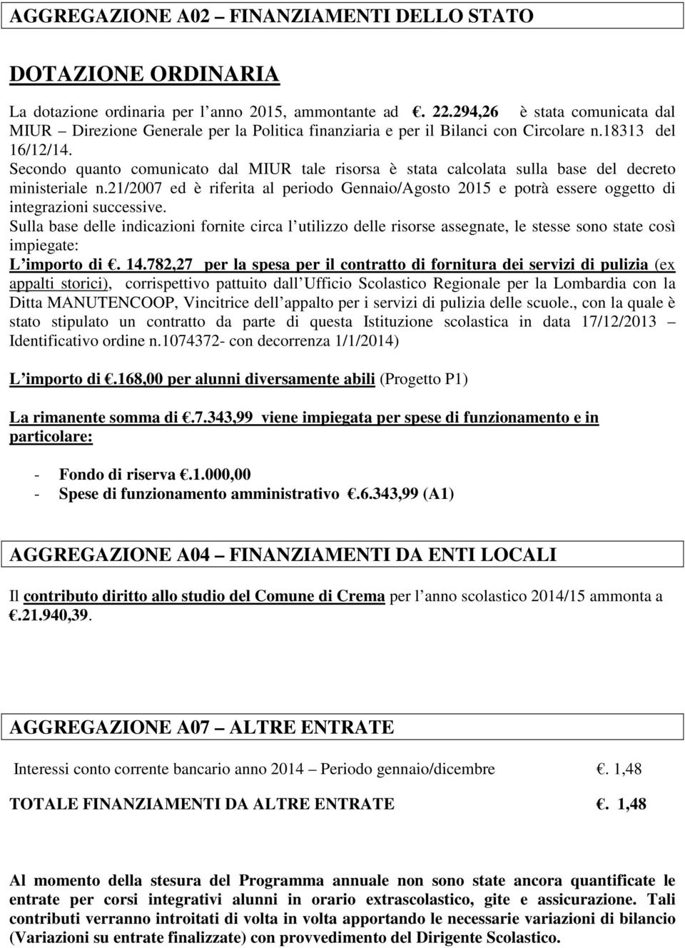 Secondo quanto comunicato dal MIUR tale risorsa è stata calcolata sulla base del decreto ministeriale n.