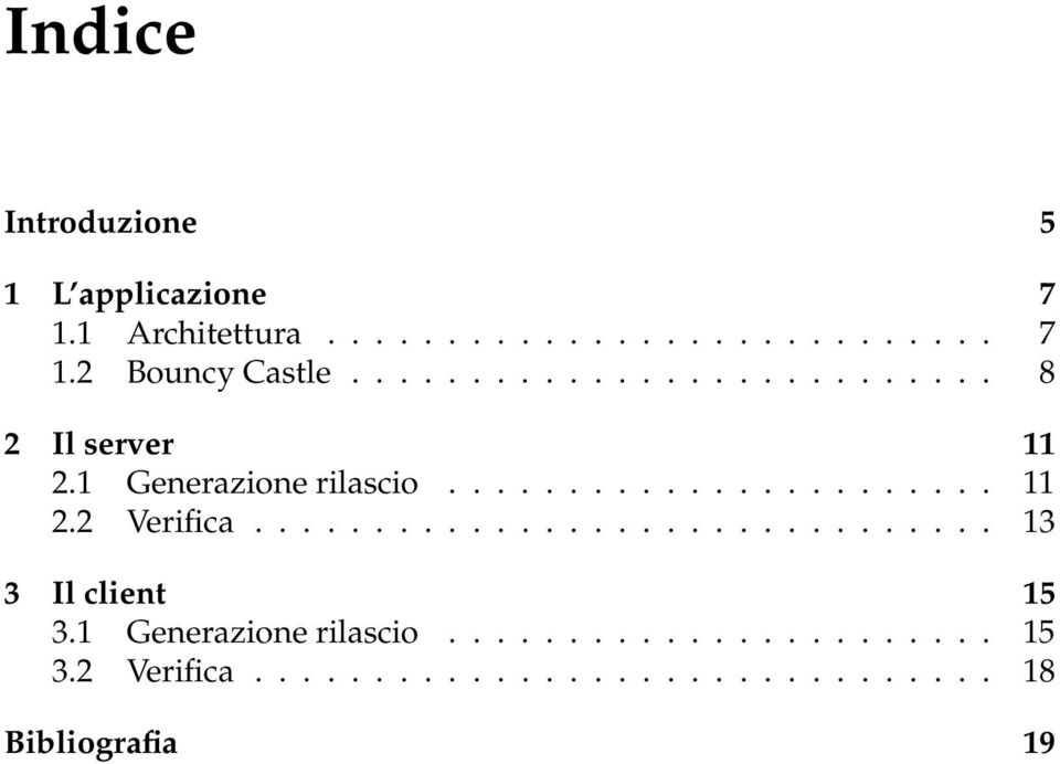 .............................. 13 3 Il client 15 3.1 Generazione rilascio....................... 15 3.2 Verifica.