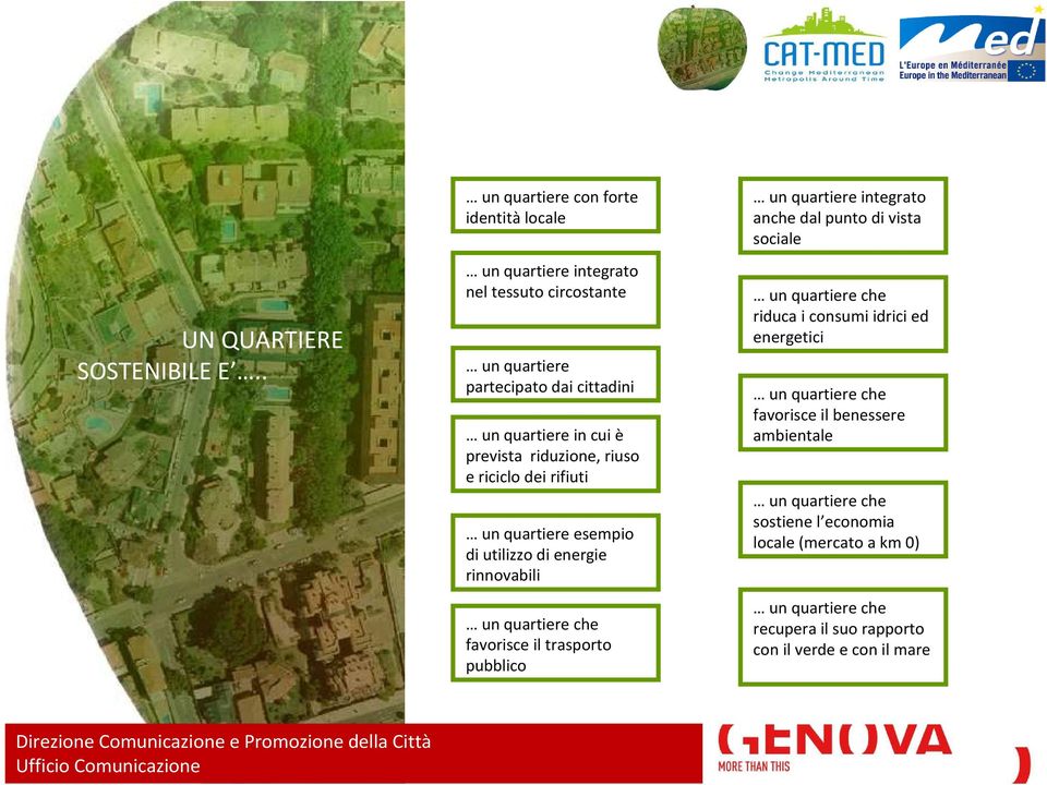 prevista riduzione, riuso e riciclo dei rifiuti un quartiere esempio di utilizzo di energie rinnovabili un quartiere che favorisce il trasporto pubblico