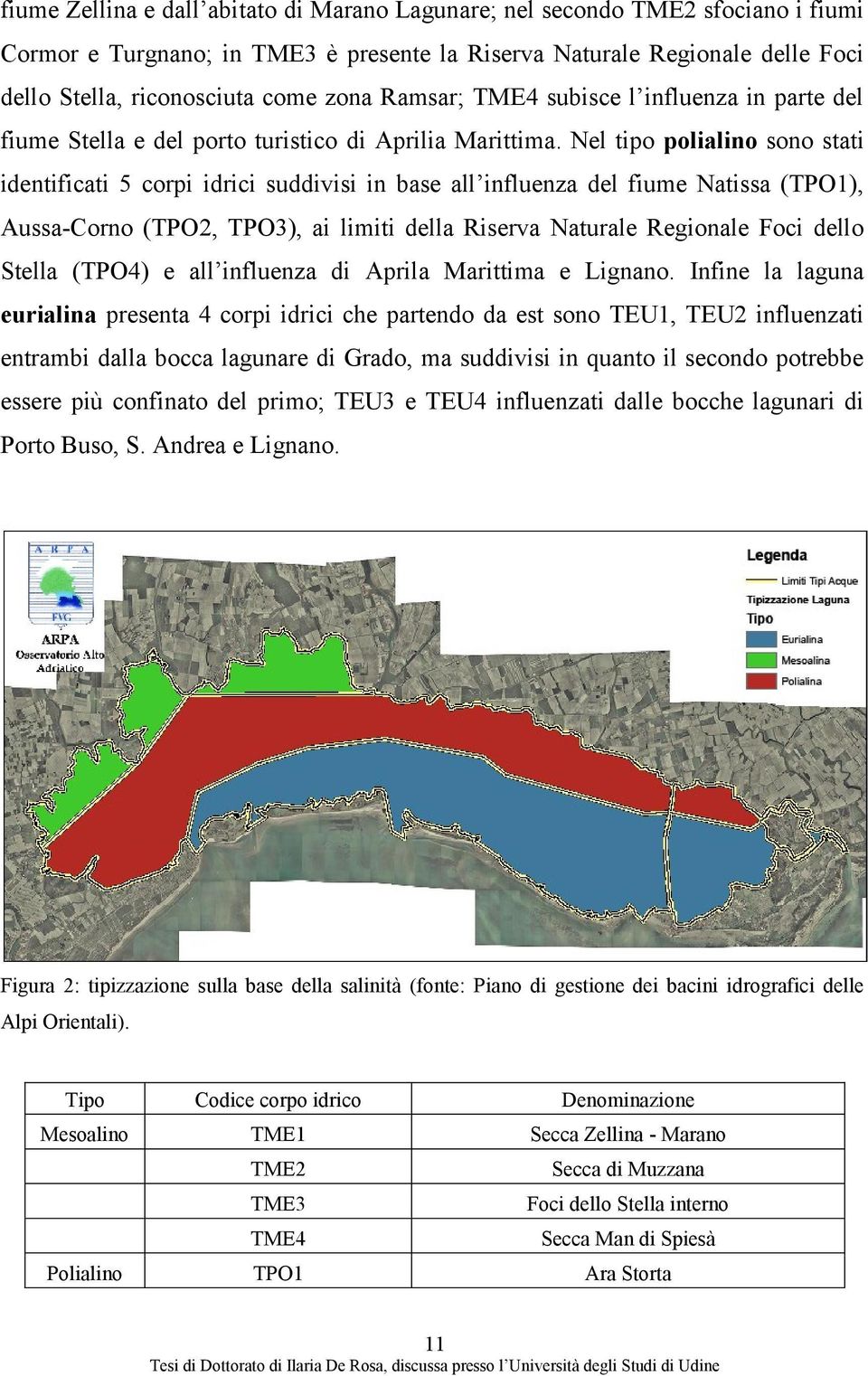 Nel tipo polialino sono stati identificati 5 corpi idrici suddivisi in base all influenza del fiume Natissa (TPO1), Aussa-Corno (TPO2, TPO3), ai limiti della Riserva Naturale Regionale Foci dello