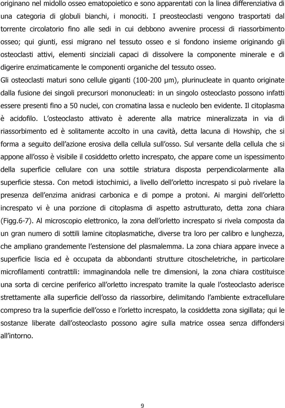 originando gli osteoclasti attivi, elementi sinciziali capaci di dissolvere la componente minerale e di digerire enzimaticamente le componenti organiche del tessuto osseo.