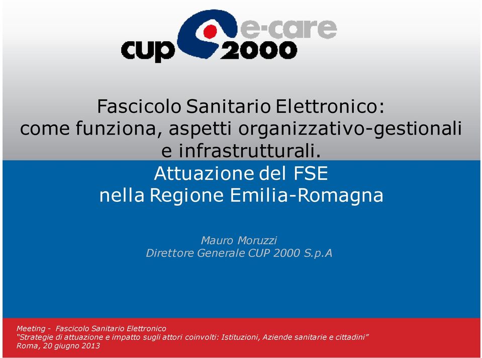 Attuazione del FSE nella Regione Emilia-Romagna Mauro Moruzzi Direttore Generale CUP 2000