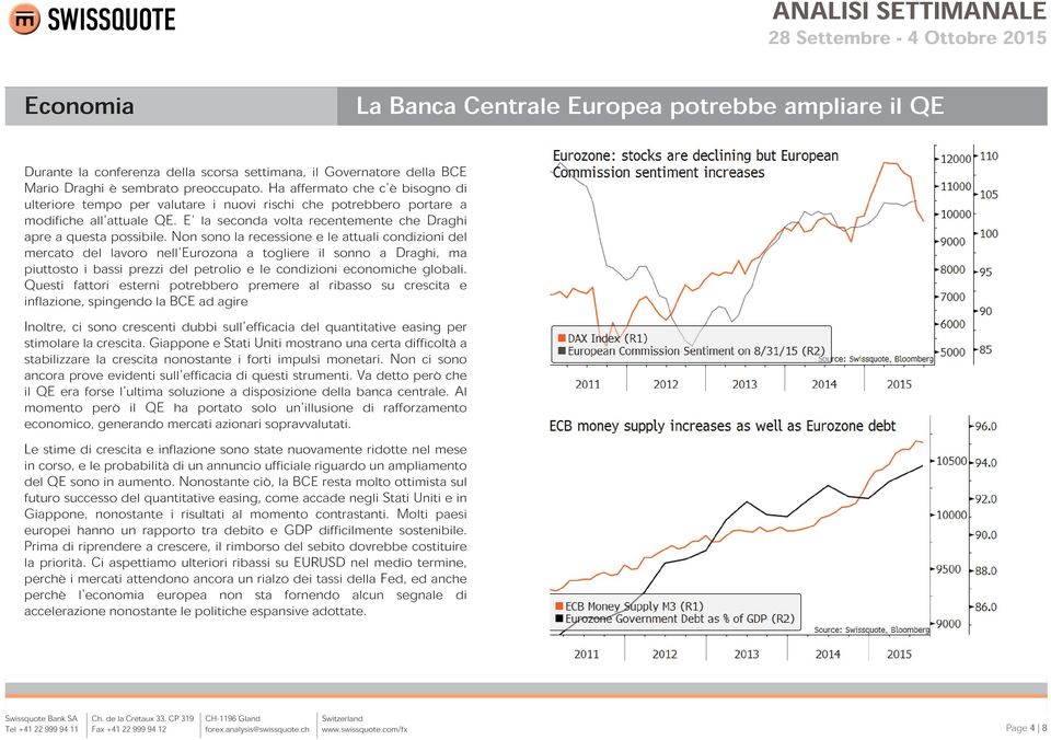 Non sono la recessione e le attuali condizioni del mercato del lavoro nell'eurozona a togliere il sonno a Draghi, ma piuttosto i bassi prezzi del petrolio e le condizioni economiche globali.