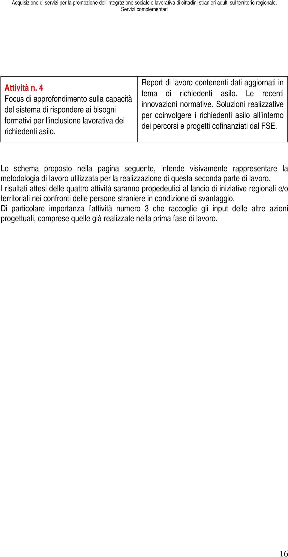 Soluzioni realizzative per coinvolgere i richiedenti asilo all interno dei percorsi e progetti cofinanziati dal FSE.