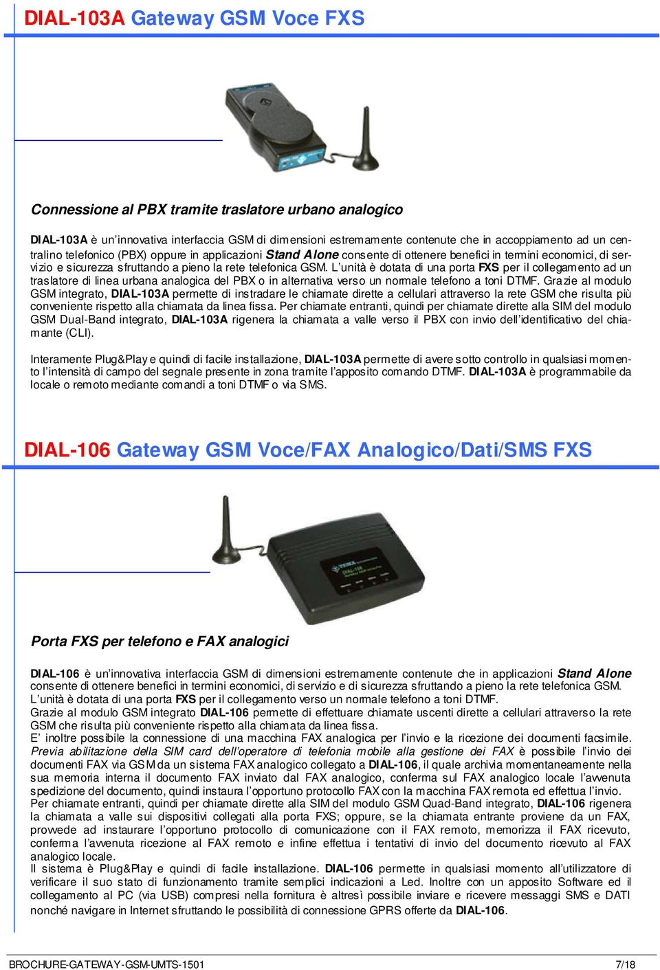 L unità è dotata di una porta FXS per il collegamento ad un traslatore di linea urbana analogica del PBX o in alternativa verso un normale telefono a toni DTMF.