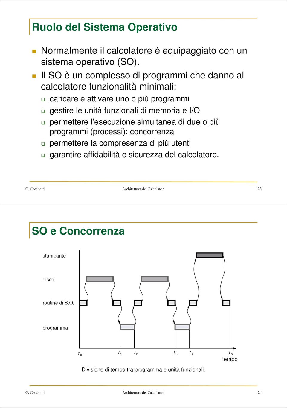 le unità funzionali di memoria e I/O permettere l esecuzione simultanea di due o più programmi (processi): concorrenza permettere