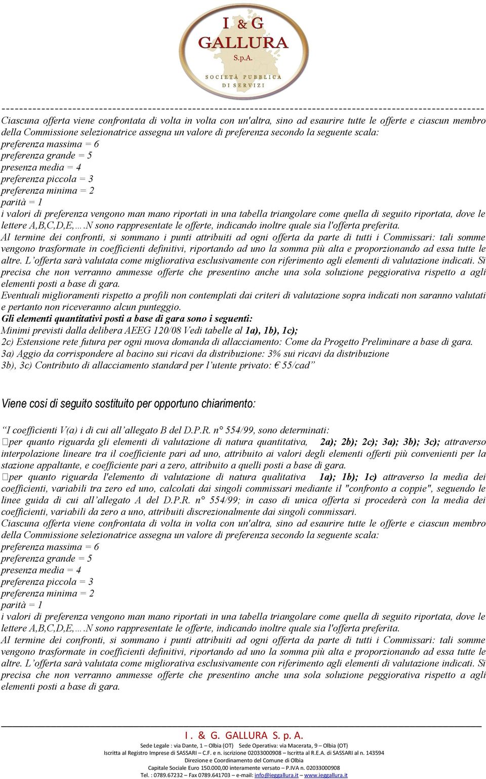 tabella triangolare come quella di seguito riportata, dove le lettere A,B,C,D,E,.N sono rappresentate le offerte, indicando inoltre quale sia l'offerta preferita.