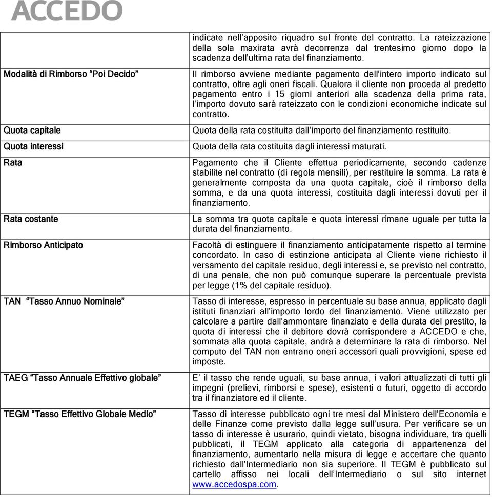 Il rimborso avviene mediante pagamento dell intero importo indicato sul contratto, oltre agli oneri fiscali.