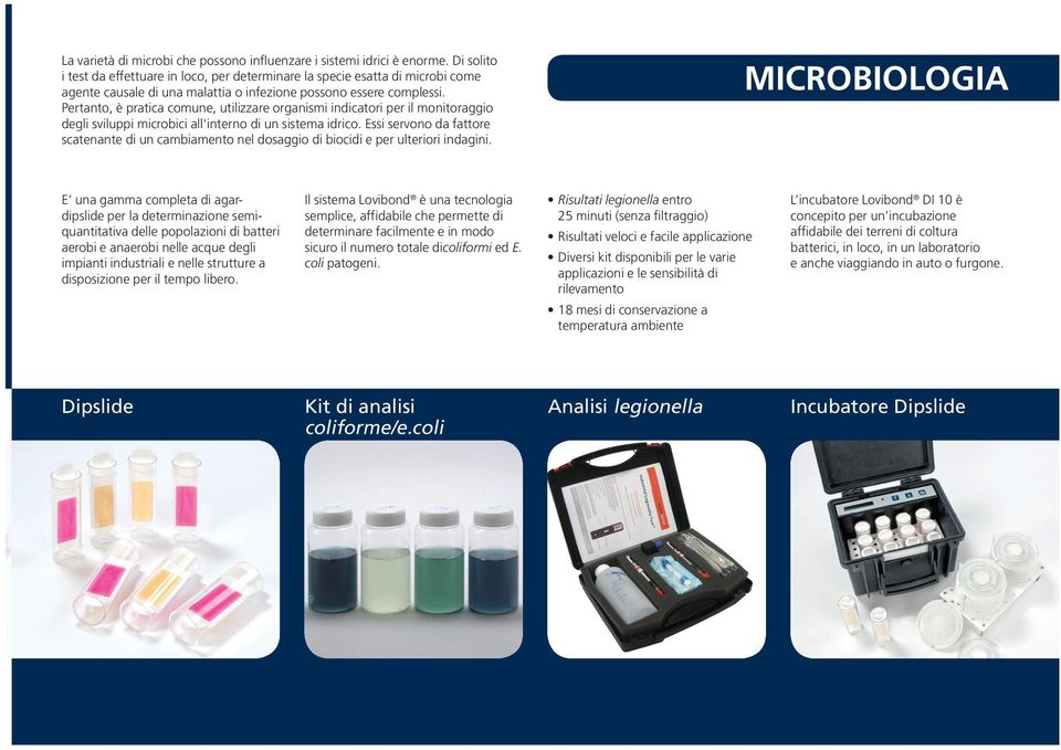 Pertanto, è pratica comune, utilizzare organismi indicatori per il monitoraggio degli sviluppi microbici all'interno di un sistema idrico.