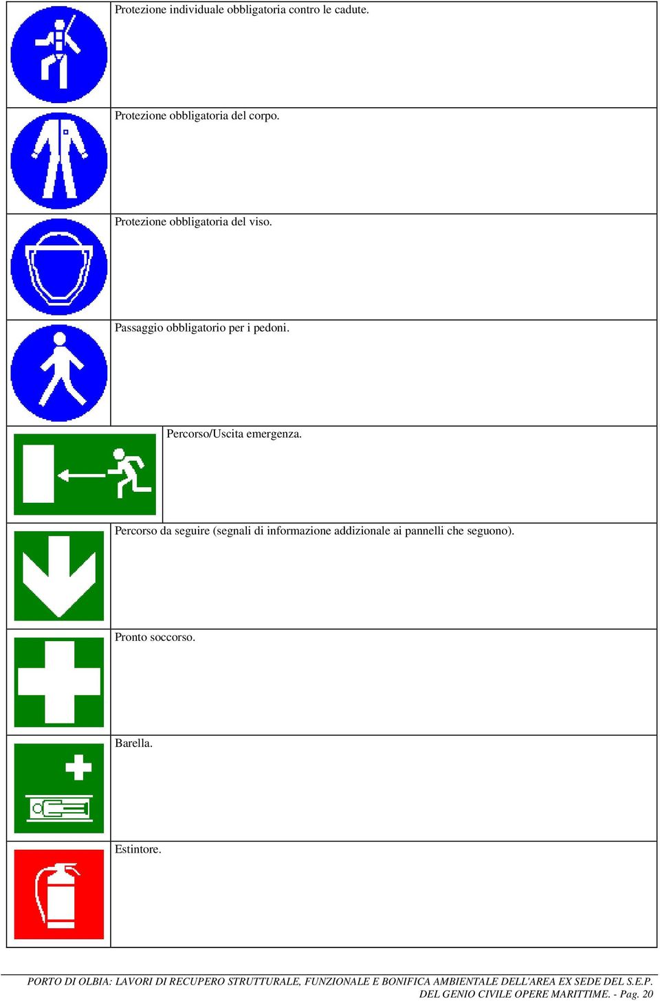 Percorso/Uscita emergenza.