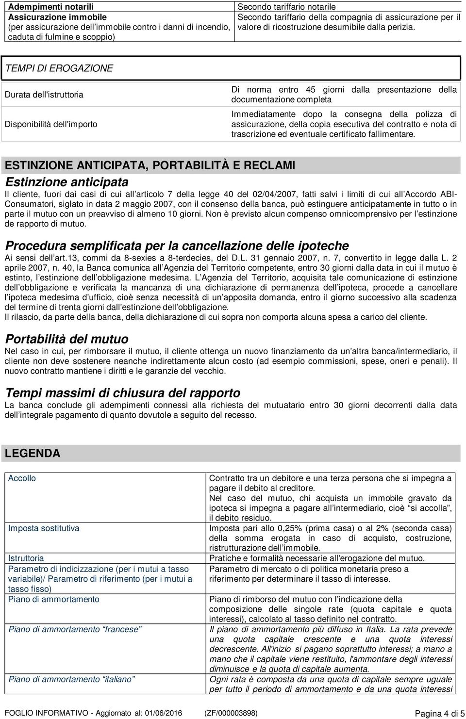 caduta di fulmine e scoppio) TEMPI DI EROGAZIONE Durata dell'istruttoria Disponibilità dell'importo Di norma entro 45 giorni dalla presentazione della documentazione completa Immediatamente dopo la