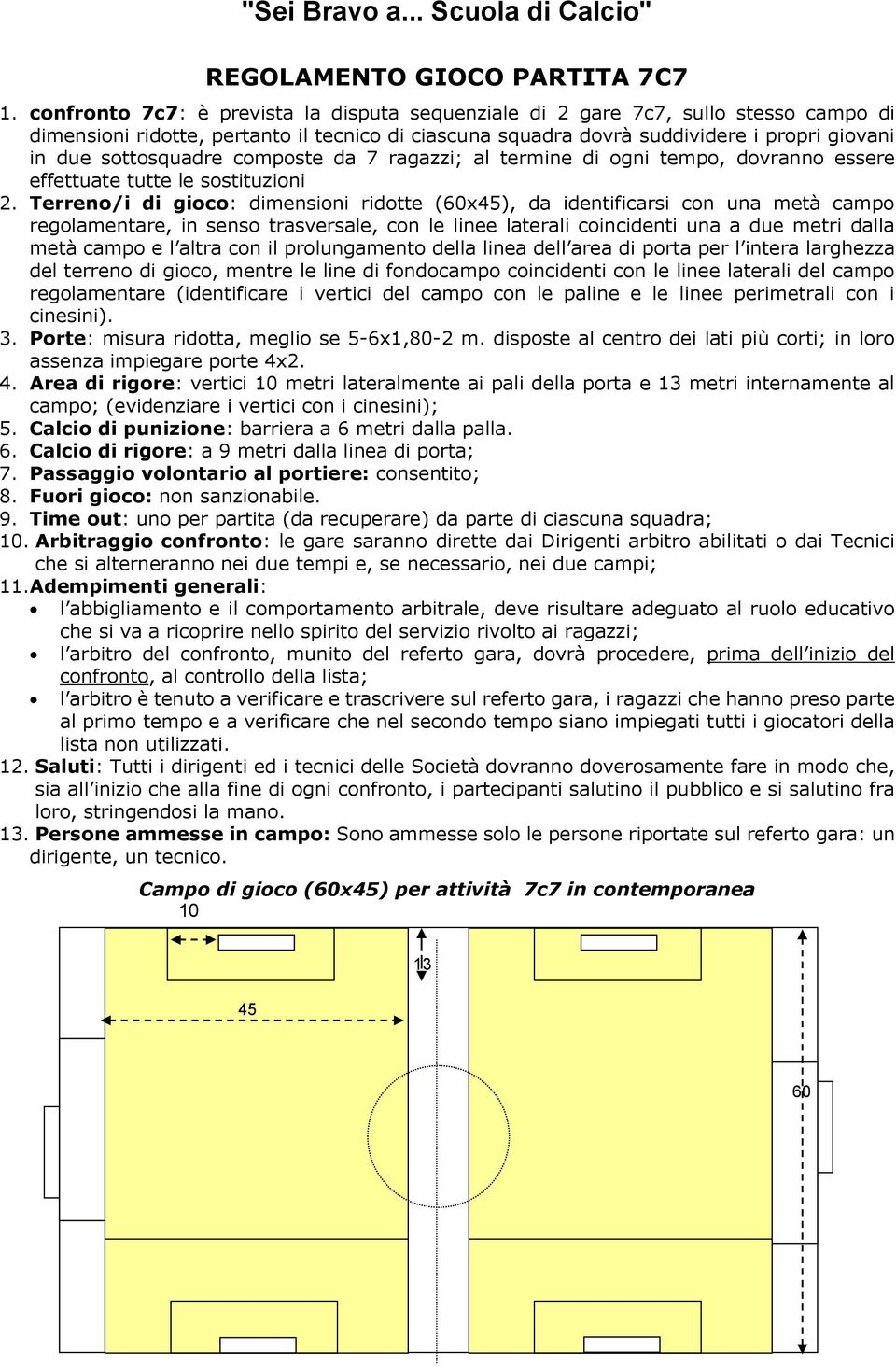 sottosquadre composte da 7 ragazzi; al termine di ogni tempo, dovranno essere effettuate tutte le sostituzioni 2.