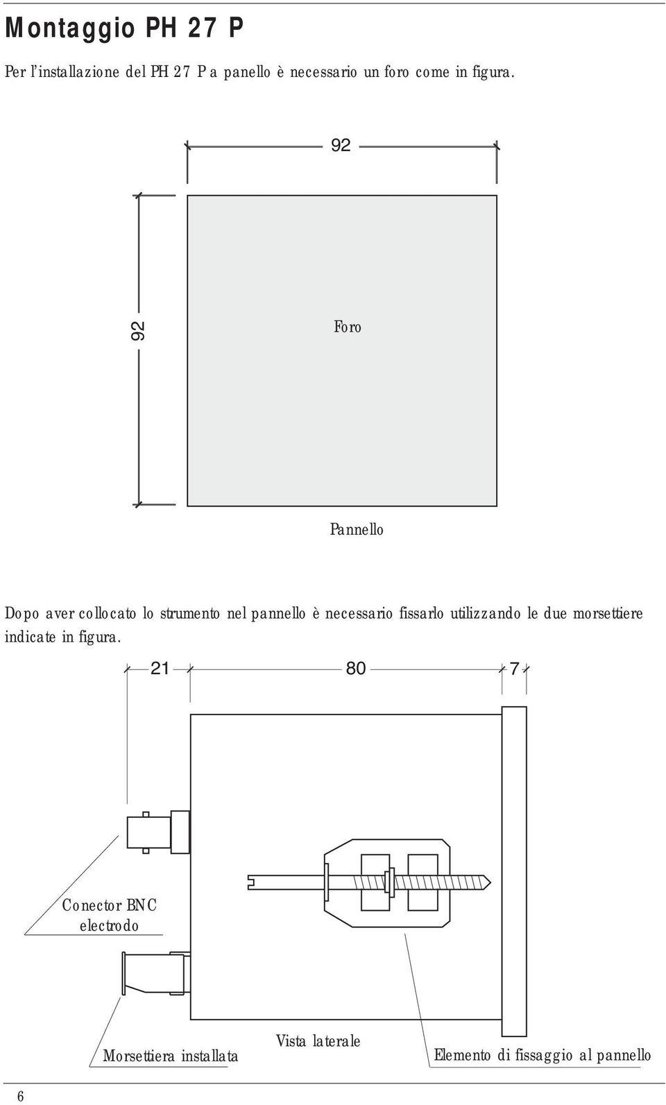 92 92 Foro Pannello Dopo aver collocato lo strumento nel pannello è necessario