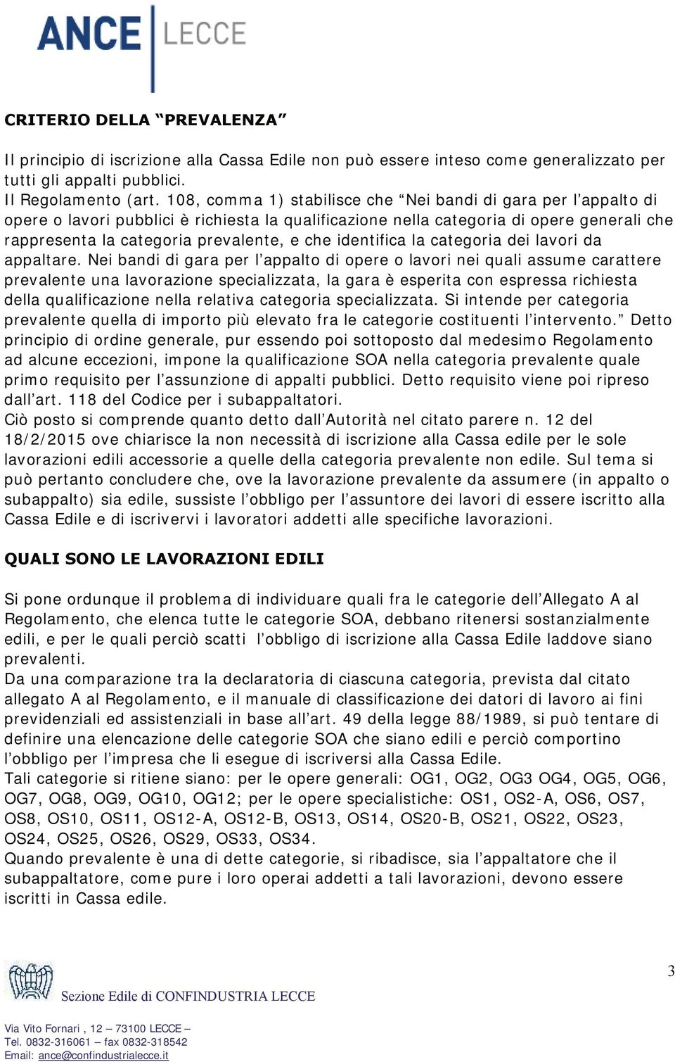 identifica la categoria dei lavori da appaltare.