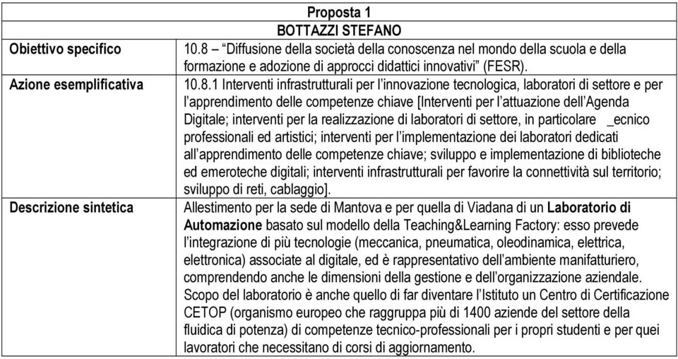 1 Interventi infrastrutturali per l innovazione tecnologica, laboratori di settore e per l apprendimento delle competenze chiave [Interventi per l attuazione dell Agenda Digitale; interventi per la