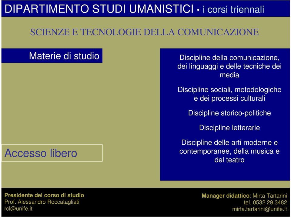 storico-politiche Discipline letterarie Accesso libero Discipline delle arti moderne e contemporanee, della musica e del teatro