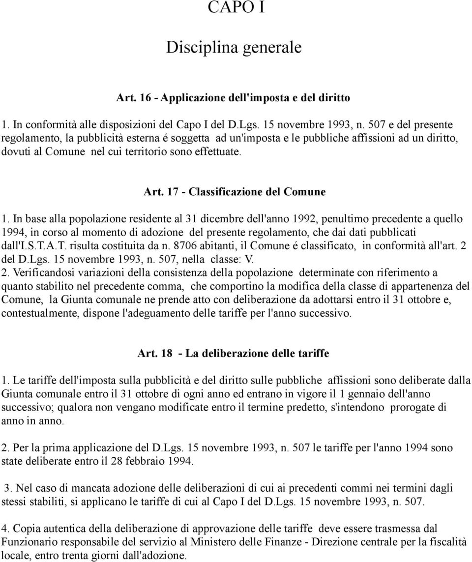 17 - Classificazione del Comune 1.