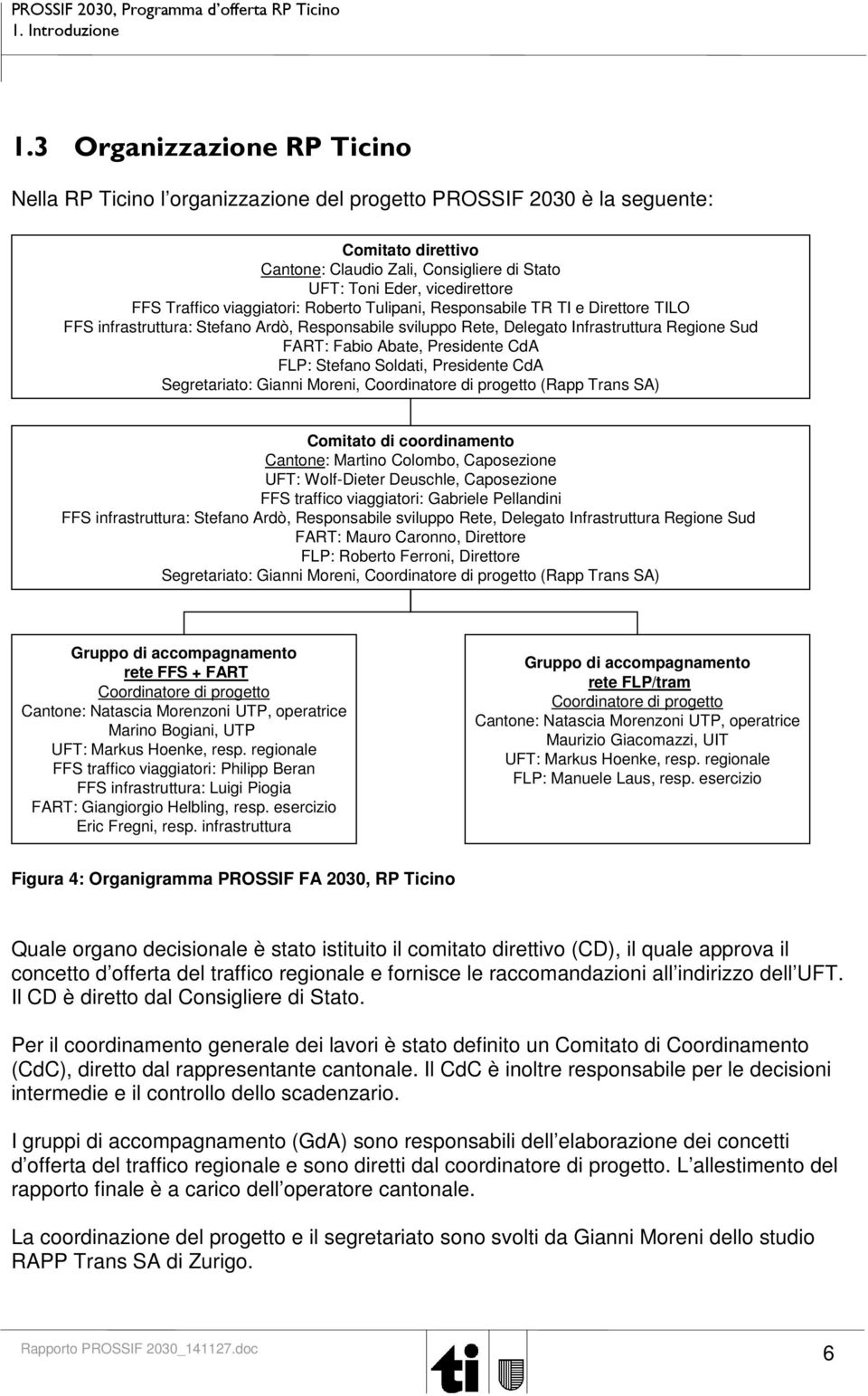 Traffico viaggiatori: Roberto Tulipani, Responsabile TR TI e Direttore TILO FFS infrastruttura: Stefano Ardò, Responsabile sviluppo Rete, Delegato Infrastruttura Regione Sud FART: Fabio Abate,