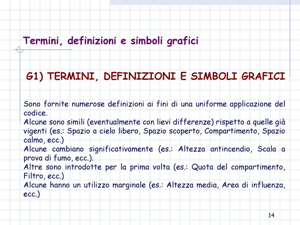 : Spazio a cielo libero, Spazio scoperto, Compartimento, Spazio calmo, ecc.) Alcune cambiano significativamente (es.