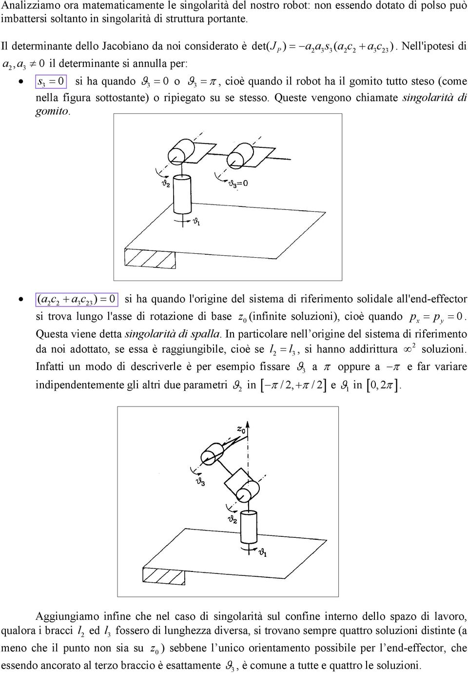 ( c + c) = s h qundo l'orgne del sstem d rfermento soldle ll'end-effector s trov lungo l'sse d rotzone d bse z (nfnte soluzon), coè qundo x = y =. Quest vene dett sngolrtà d sll.